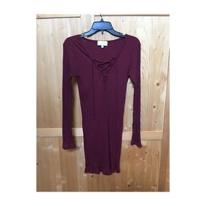 Lace up knit dress